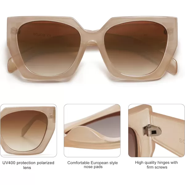 SOJOS Retro Cateye Polarized Oversized Sunglasses Womens Vintage Square Designer SunniesLight BrownBrown