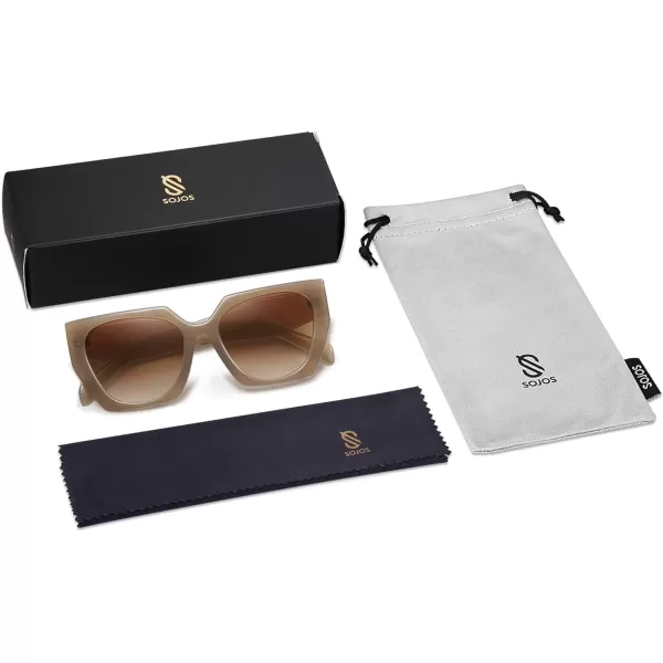 SOJOS Retro Cateye Polarized Oversized Sunglasses Womens Vintage Square Designer SunniesMilky BrownBrown