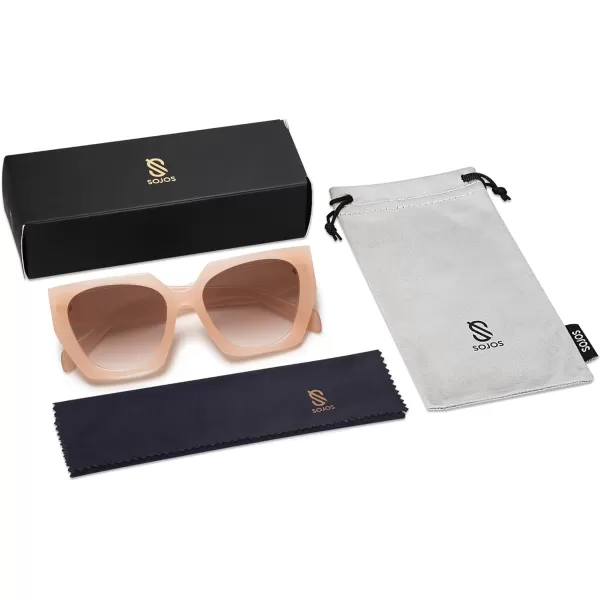 SOJOS Retro Cateye Polarized Oversized Sunglasses Womens Vintage Square Designer SunniesSparkle Leg  PinkBrown