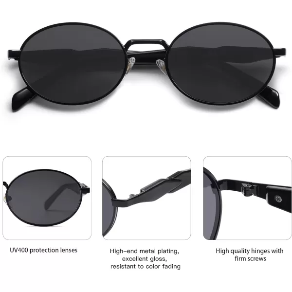 SOJOS Retro Oval Polarized Sunglasses for Women Men Trendy Sun Glasses Designer Inspired Classic Shades SJ1224Black