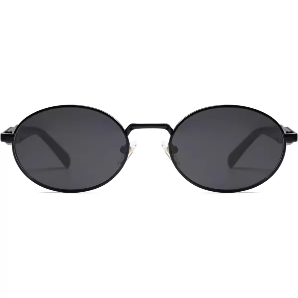 SOJOS Retro Oval Polarized Sunglasses for Women Men Trendy Sun Glasses Designer Inspired Classic Shades SJ1224Black