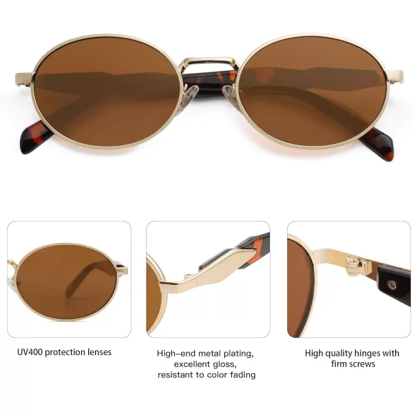SOJOS Retro Oval Polarized Sunglasses for Women Men Trendy Sun Glasses Designer Inspired Classic Shades SJ1224Brown