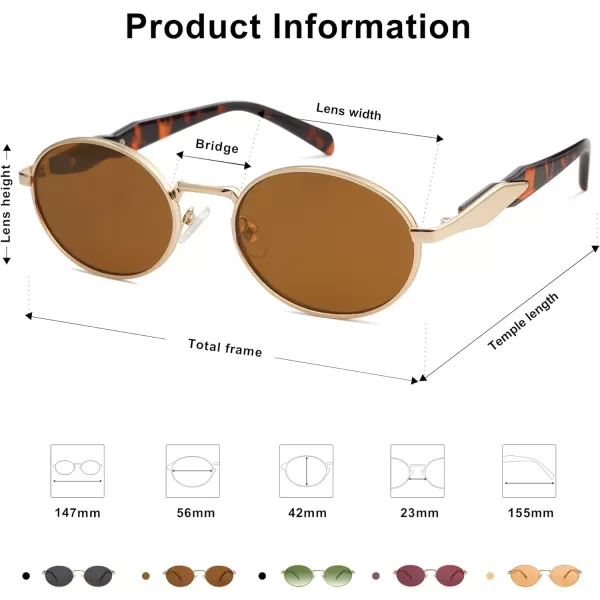 SOJOS Retro Oval Polarized Sunglasses for Women Men Trendy Sun Glasses Designer Inspired Classic Shades SJ1224Brown