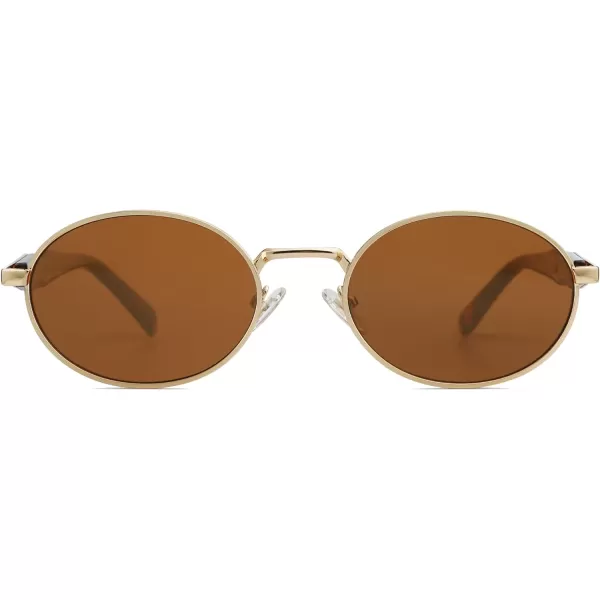 SOJOS Retro Oval Polarized Sunglasses for Women Men Trendy Sun Glasses Designer Inspired Classic Shades SJ1224Brown
