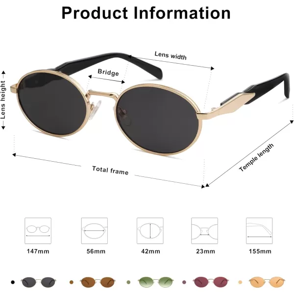 SOJOS Retro Oval Polarized Sunglasses for Women Men Trendy Sun Glasses Designer Inspired Classic Shades SJ1224Grey