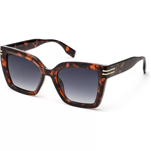 SOJOS Retro Oversized Polarized Cat Eye Sunglasses Womens Vintage Shades Trendy Stylish Sunnies SJ2291Brown TortoiseGrey Lens