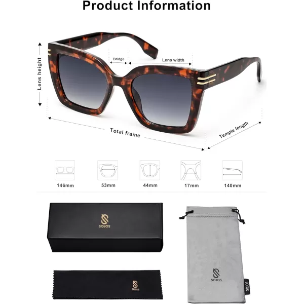 SOJOS Retro Oversized Polarized Cat Eye Sunglasses Womens Vintage Shades Trendy Stylish Sunnies SJ2291Brown TortoiseGrey Lens