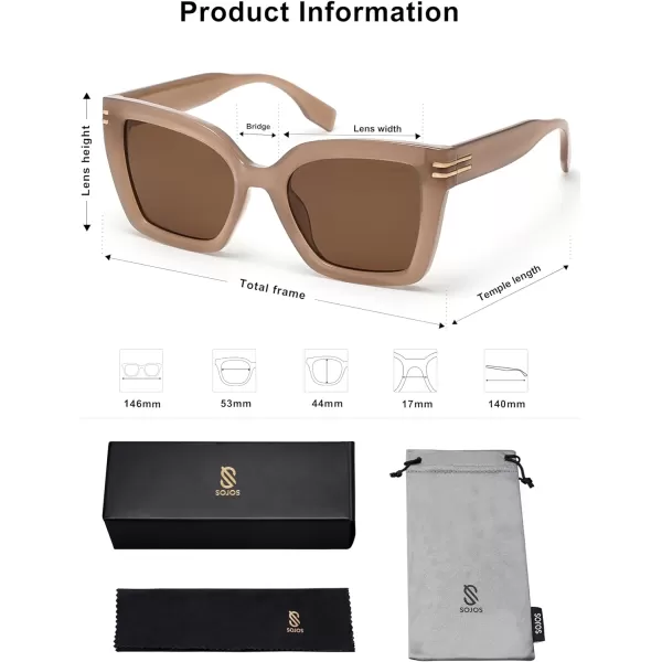SOJOS Retro Oversized Polarized Cat Eye Sunglasses Womens Vintage Shades Trendy Stylish Sunnies SJ2291BrownBrown Lens