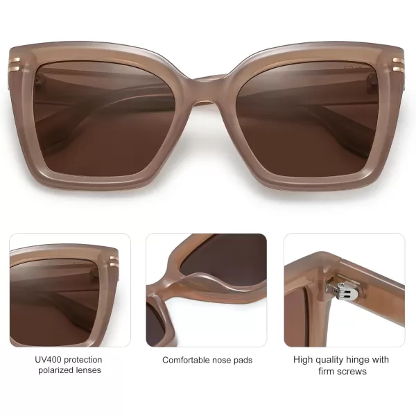 SOJOS Retro Oversized Polarized Cat Eye Sunglasses Womens Vintage Shades Trendy Stylish Sunnies SJ2291BrownBrown Lens