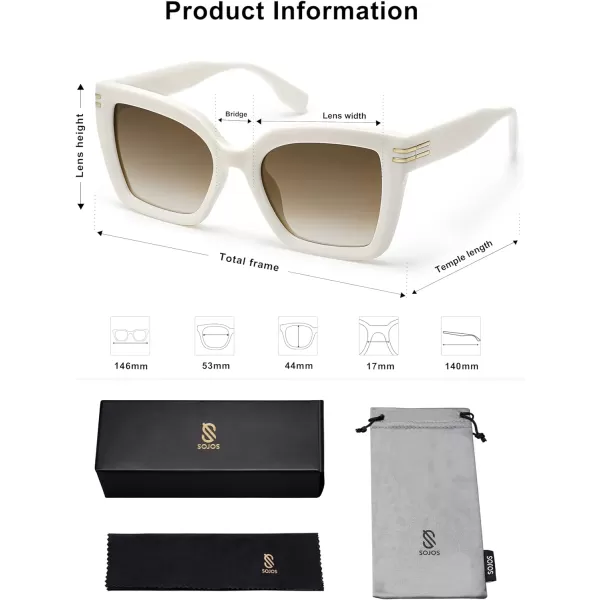 SOJOS Retro Oversized Polarized Cat Eye Sunglasses Womens Vintage Shades Trendy Stylish Sunnies SJ2291WhiteBrown Lens