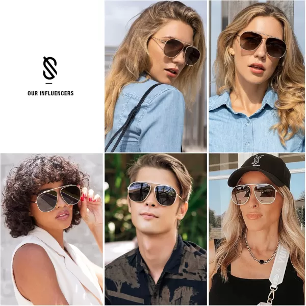 SOJOS Retro Oversized Square Polarized Aviator Sunglasses Womens Mens Classic Vintage Metal Sunnies SJ1173BlackGrey