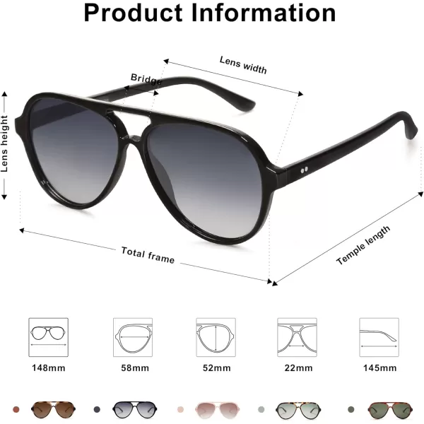 SOJOS Retro Polarized Aviator Sunglasses Womens Mens Classic Double Bridge Sun Glasses SJ2201BlackGrey