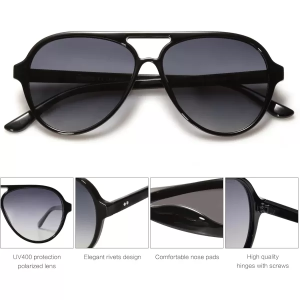 SOJOS Retro Polarized Aviator Sunglasses Womens Mens Classic Double Bridge Sun Glasses SJ2201BlackGrey