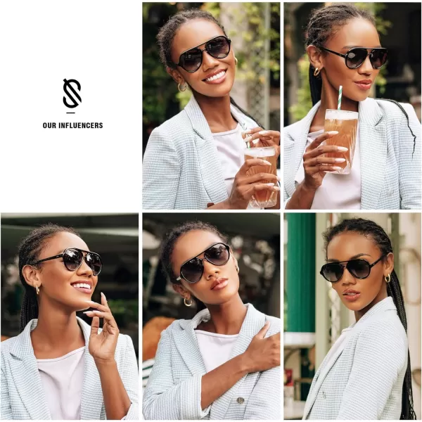 SOJOS Retro Polarized Aviator Sunglasses Womens Mens Classic Double Bridge Sun Glasses SJ2201BlackGrey
