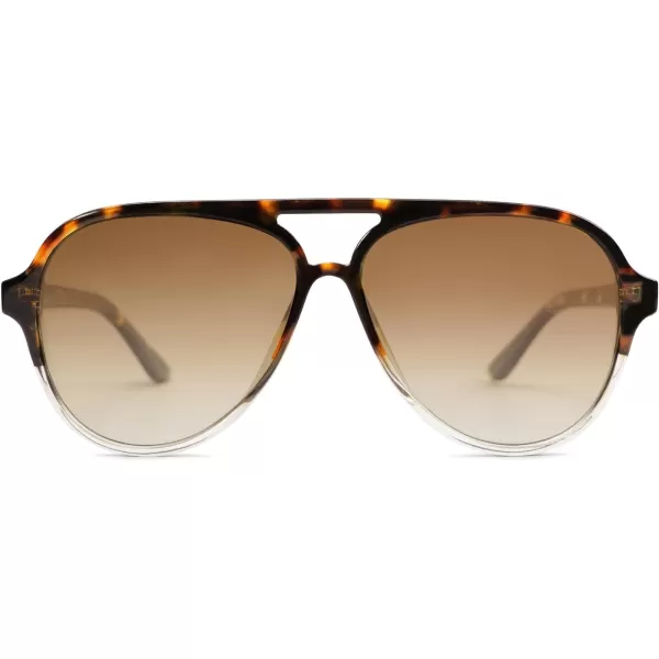 SOJOS Retro Polarized Aviator Sunglasses Womens Mens Classic Double Bridge Sun Glasses SJ2201Brown Tortoise Gradient BrownBrown