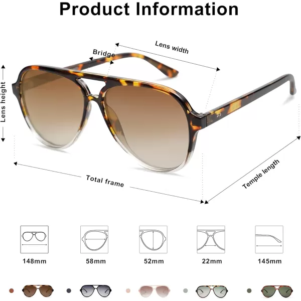 SOJOS Retro Polarized Aviator Sunglasses Womens Mens Classic Double Bridge Sun Glasses SJ2201Brown Tortoise Gradient BrownBrown