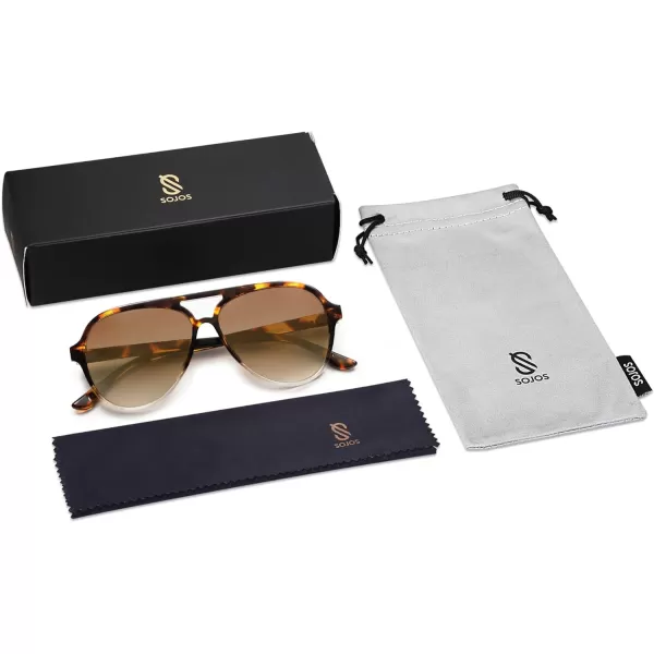 SOJOS Retro Polarized Aviator Sunglasses Womens Mens Classic Double Bridge Sun Glasses SJ2201Brown Tortoise Gradient BrownBrown