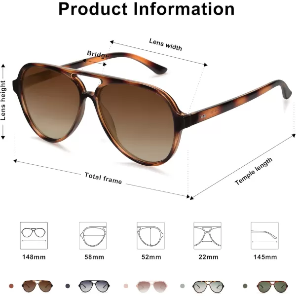 SOJOS Retro Polarized Aviator Sunglasses Womens Mens Classic Double Bridge Sun Glasses SJ2201Brown TortoiseBrown