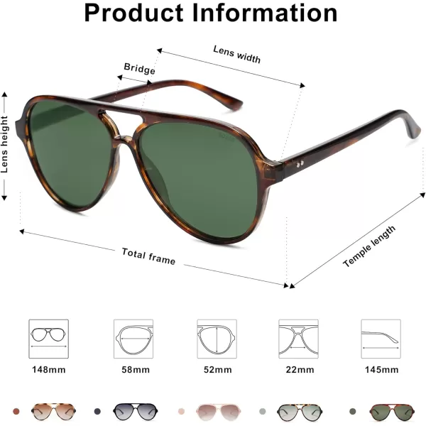 SOJOS Retro Polarized Aviator Sunglasses Womens Mens Classic Double Bridge Sun Glasses SJ2201Dark Brown PatternGreen