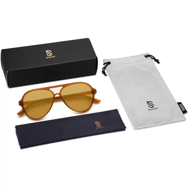 SOJOS Retro Polarized Aviator Sunglasses Womens Mens Classic Double Bridge Sun Glasses SJ2201Dark BrownBrown