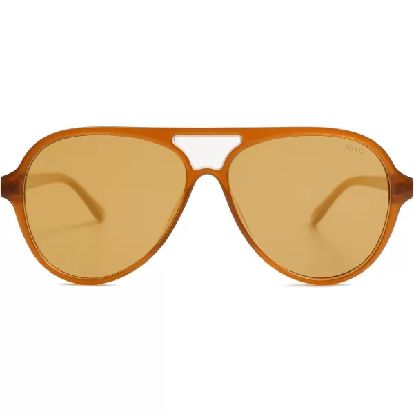 SOJOS Retro Polarized Aviator Sunglasses Womens Mens Classic Double Bridge Sun Glasses SJ2201Dark BrownBrown