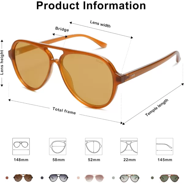 SOJOS Retro Polarized Aviator Sunglasses Womens Mens Classic Double Bridge Sun Glasses SJ2201Dark BrownBrown
