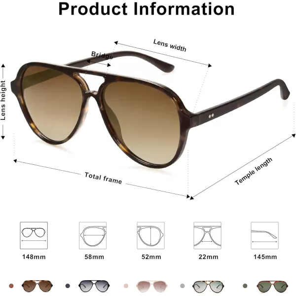 SOJOS Retro Polarized Aviator Sunglasses Womens Mens Classic Double Bridge Sun Glasses SJ2201Dark TortoiseBrown