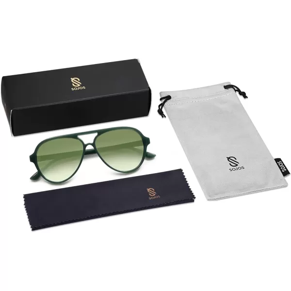SOJOS Retro Polarized Aviator Sunglasses Womens Mens Classic Double Bridge Sun Glasses SJ2201GreenGradient Green
