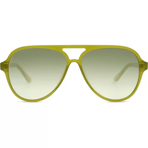 SOJOS Retro Polarized Aviator Sunglasses Womens Mens Classic Double Bridge Sun Glasses SJ2201Light GreenGradient Green