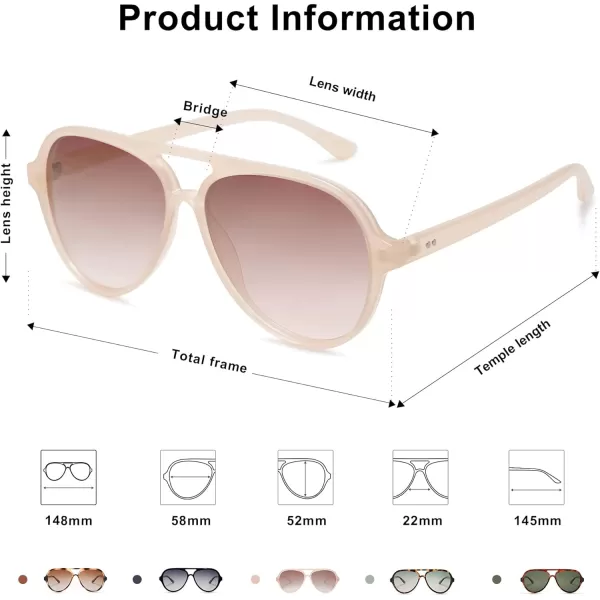 SOJOS Retro Polarized Aviator Sunglasses Womens Mens Classic Double Bridge Sun Glasses SJ2201PinkLight Brown