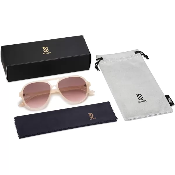 SOJOS Retro Polarized Aviator Sunglasses Womens Mens Classic Double Bridge Sun Glasses SJ2201PinkLight Brown