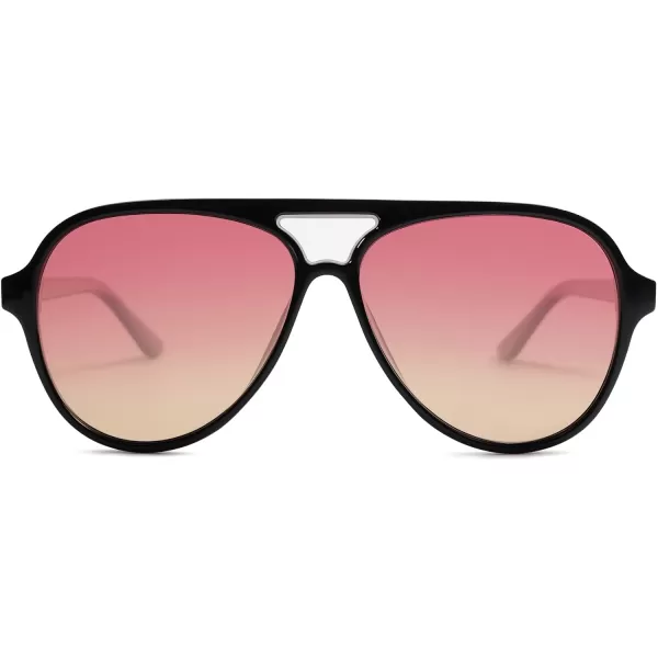 SOJOS Retro Polarized Aviator Sunglasses Womens Mens Classic Double Bridge Sun Glasses SJ2201Shiny BlackPurple Gradient Brown
