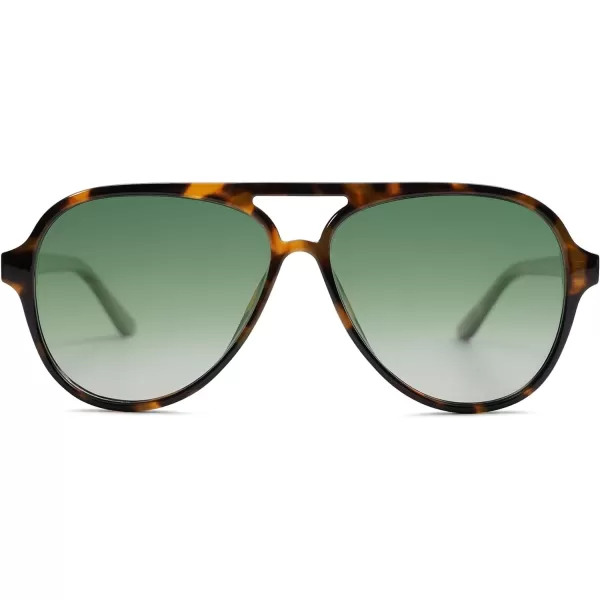 SOJOS Retro Polarized Aviator Sunglasses Womens Mens Classic Double Bridge Sun Glasses SJ2201TortoiseGradient Green