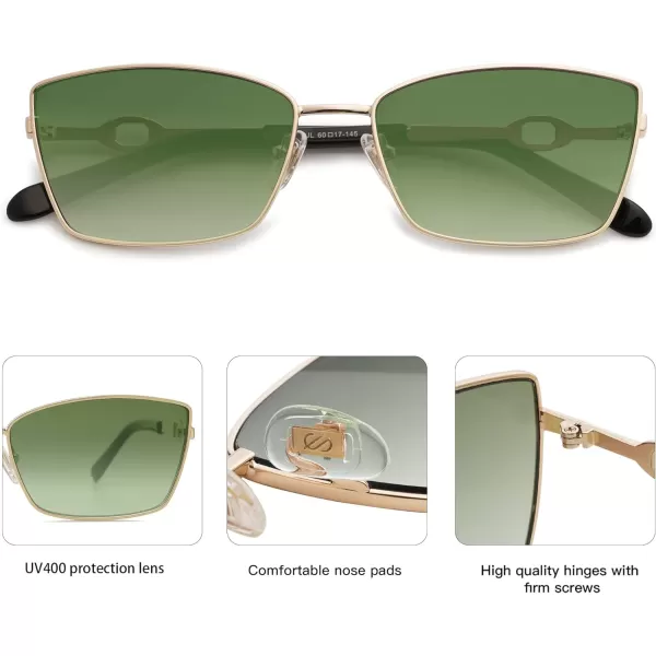 SOJOS Retro Rectangle Sunglasses for Women and MenVintage Narrow Square Womens Shades SJ1221Gold With Tortoise RimGreen