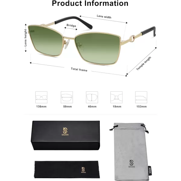 SOJOS Retro Rectangle Sunglasses for Women and MenVintage Narrow Square Womens Shades SJ1221Gold With Tortoise RimGreen