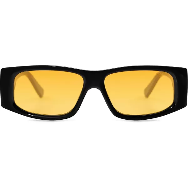SOJOS Retro Trendy Rectangle Polarized Sunglasses 80s 90s Y2K Stylish Designer SunniesBlackYellow