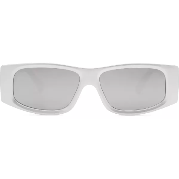 SOJOS Retro Trendy Rectangle Polarized Sunglasses 80s 90s Y2K Stylish Designer SunniesBright SilverSilver Mirrored