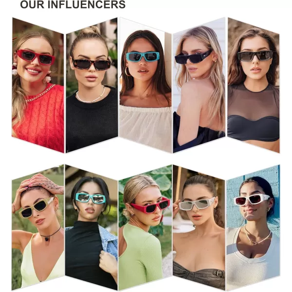SOJOS Retro Trendy Rectangle Polarized Sunglasses 80s 90s Y2K Stylish Designer SunniesGreyGradient Blue