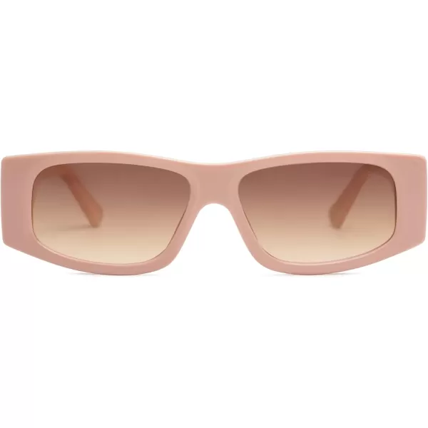 SOJOS Retro Trendy Rectangle Polarized Sunglasses 80s 90s Y2K Stylish Designer SunniesPinkBrown