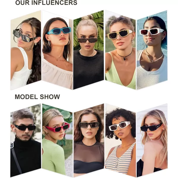 SOJOS Retro Trendy Rectangle Polarized Sunglasses 80s 90s Y2K Stylish Designer SunniesPinkBrown