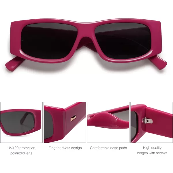 SOJOS Retro Trendy Rectangle Polarized Sunglasses 80s 90s Y2K Stylish Designer SunniesRoseGrey
