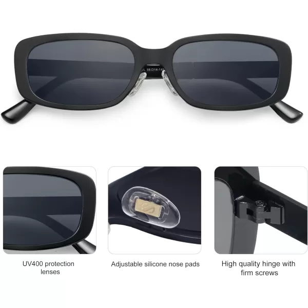 SOJOS Small Face Sunglasses Womens Men Trendy Y2K Designer Cute Shades PetiteBlack