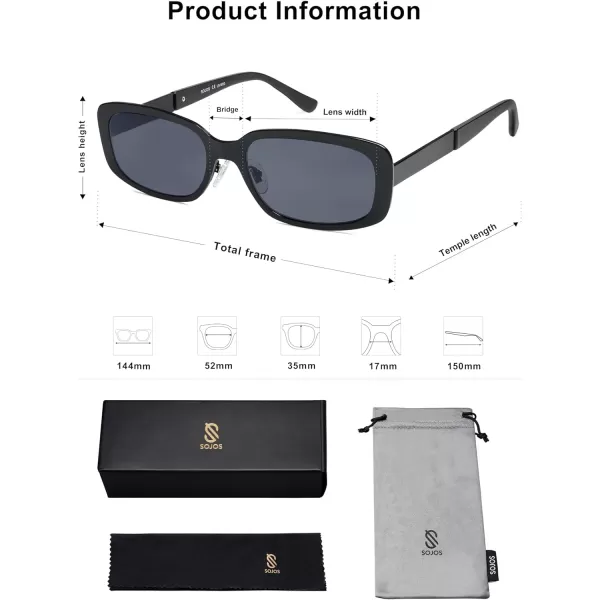 SOJOS Small Face Sunglasses Womens Men Trendy Y2K Designer Cute Shades PetiteBlack