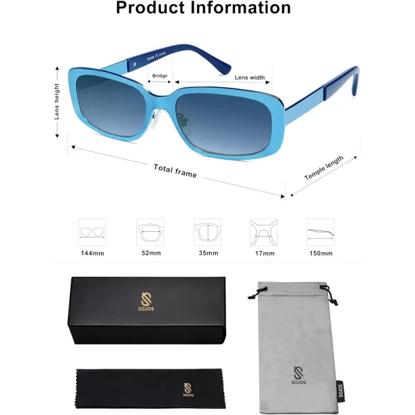SOJOS Small Face Sunglasses Womens Men Trendy Y2K Designer Cute Shades PetiteBlue