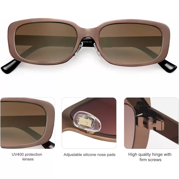 SOJOS Small Face Sunglasses Womens Men Trendy Y2K Designer Cute Shades PetiteBrown