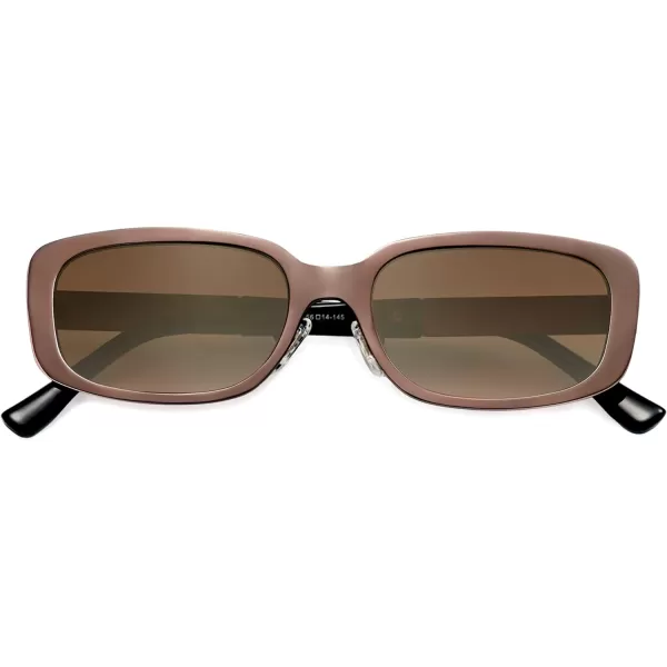 SOJOS Small Face Sunglasses Womens Men Trendy Y2K Designer Cute Shades PetiteBrown
