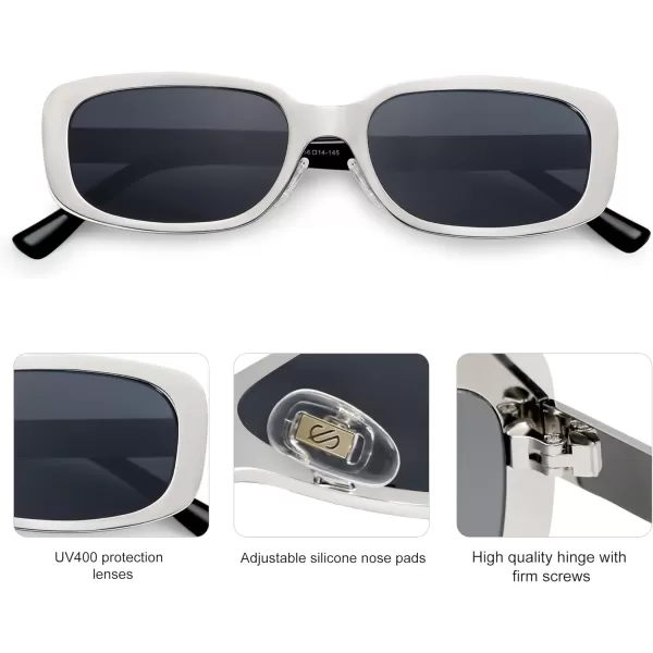 SOJOS Small Face Sunglasses Womens Men Trendy Y2K Designer Cute Shades PetiteSilver
