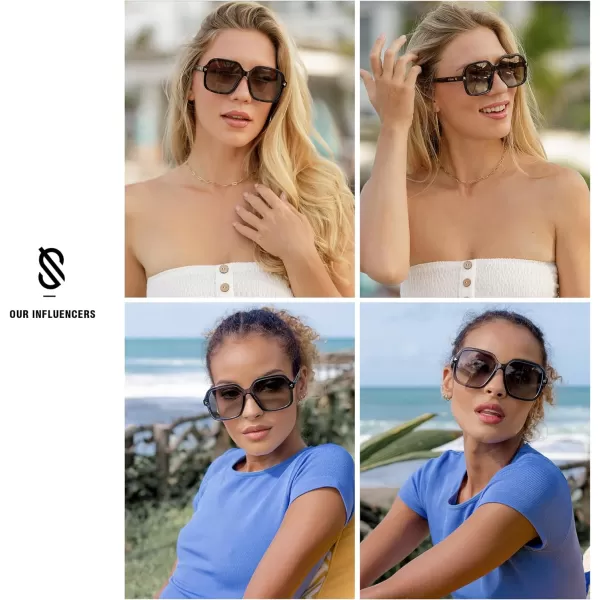 SOJOS Sunglasses for Women  Men Square Polarized Lens Trendy Oversized Shades SJ2298Yellow TortoiseGoldBrown