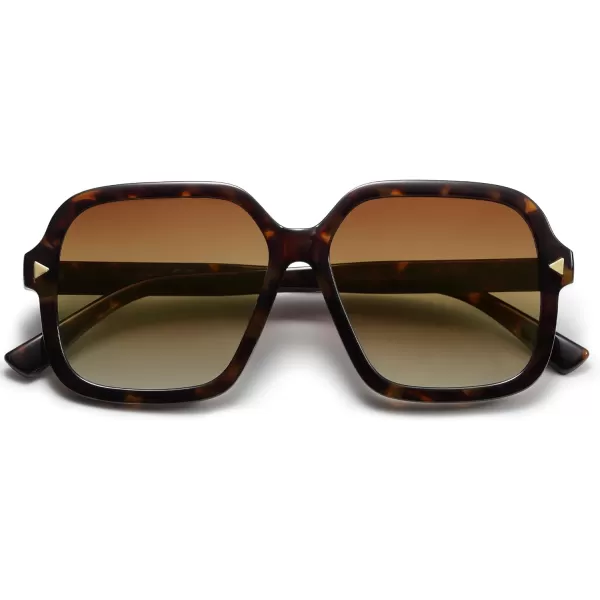 SOJOS Sunglasses for Women  Men Square Polarized Lens Trendy Oversized Shades SJ2298Yellow TortoiseGoldBrown