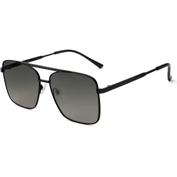 SOJOS Trendy Aviator Sunglasses Womens Oversized Retro Rhinestone Double Bridge Square Women Shades SJ1195BlackGrey Grading